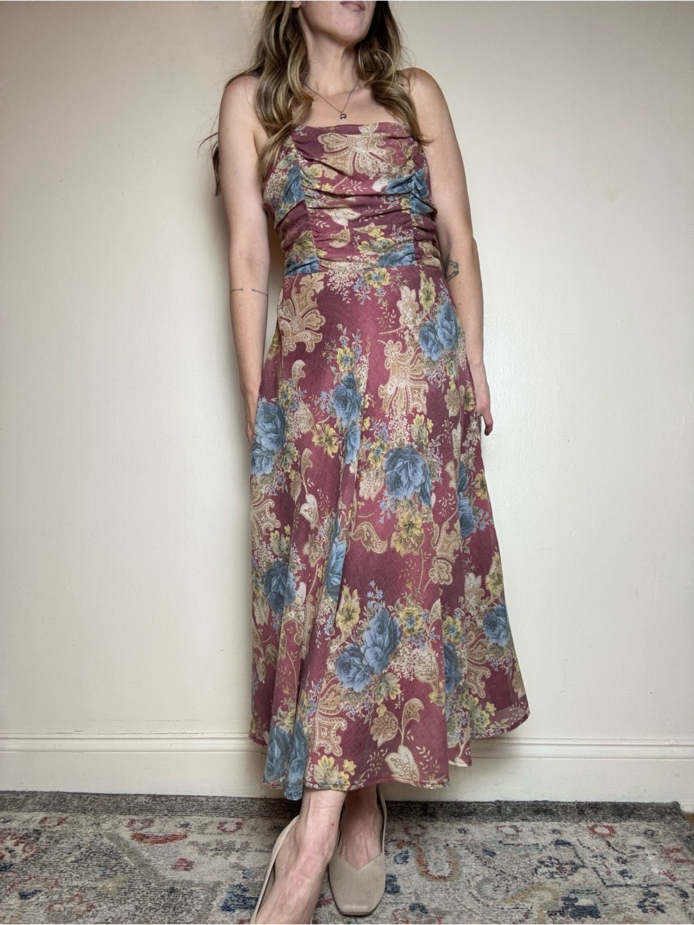 vintage 90s / early Y2K midi dress by the brand Be Smart. Made in the USA